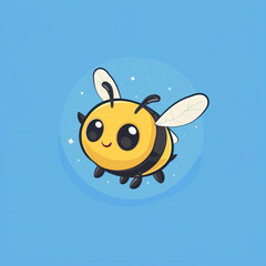 Obraz premium cartoon cute little bee flying on the dotted line to find sweet honey cartoon vector icon illustration. icon concept isolated flat cartoon style