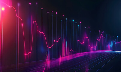 Futuristic Stock Market Chart with Glowing Data or Dynamic Financial Timeline for graphic background