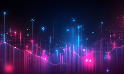 Futuristic Stock Market Chart with Glowing Data or Dynamic Financial Timeline for graphic background