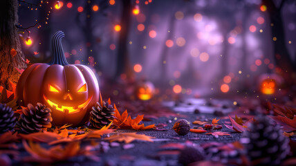 Fototapeta premium Autumn Lantern Scene