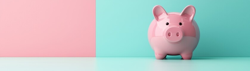 A cute pink piggy bank on a pastel background, symbolizing savings and financial planning.