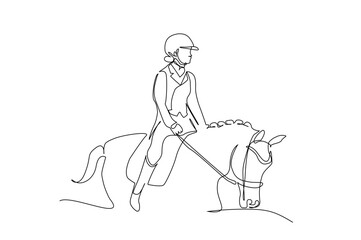 woman horse show sport ornament art one line art design vector