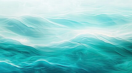Obraz premium Undulating turquoise waves with gentle foam on a soft gradient background creating a calm summer scene