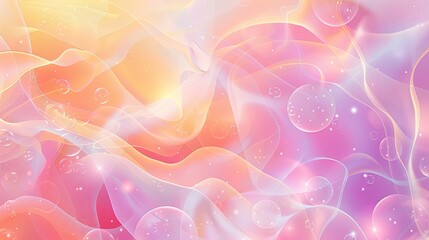 Blurred shapes in pink and lavender tones with soft light orbs creating a serene summer scene