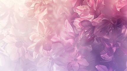 Fototapeta premium Elegant summer backdrop with soft pink-lavender gradient and delicate floral shapes
