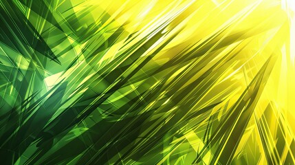Obraz premium Vibrant emerald to yellow gradient and angular shapes for a high-energy summer wallpaper