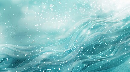 Wave-like patterns and light sparkles on a soft teal-white gradient for a winter wallpaper