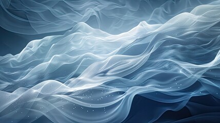 Obraz premium Indigo to silver gradient wallpaper with abstract waves and frosted textures