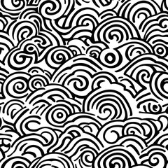 Obraz premium Chinese-inspired doodle tile seamless patterns in an illustrator graphic style