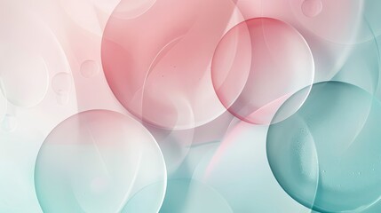 Frosted glass texture with abstract circular patterns on a rose to teal spring background