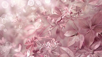 Geometric floral designs with pink and lavender tones for modern spring wallpaper