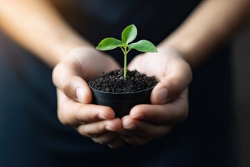 Hands gently cradling a small seedling, symbolizing the growth of mental health over time