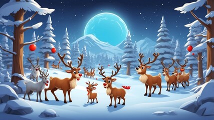 Reindeer Games Cartoon Background Design