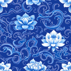 Chinese-inspired doodle tile seamless patterns in an illustrator graphic style