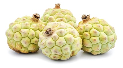 Fototapeta premium Fresh Green Custard Apple Fruits Isolated on White Background