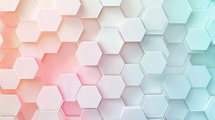 Naklejka premium A refined wallpaper with pastel hexagons and triangles in mint coral and lavender tones