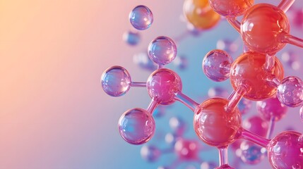 Abstract Molecular Structure with Pink and Orange Spheres