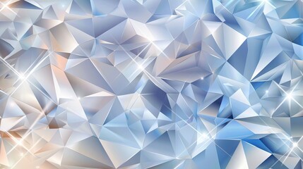 A dynamic winter wallpaper with bold triangles and diamonds in icy blue and silver
