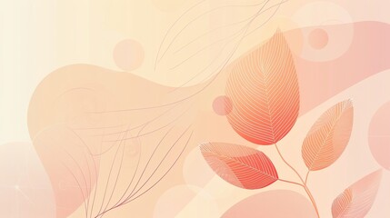 Simple leaf shapes and circles in light beige-to-peach gradients create a fresh spring wallpaper