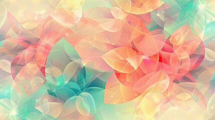 Obraz premium Coral mint and yellow spring shapes with swirling patterns and glowing effects create a vibrant wallpaper