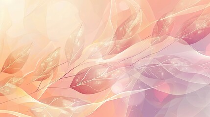 A serene wallpaper featuring gradient colors and abstract leaf shapes in spring