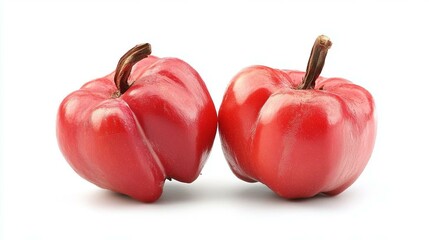Two Red Bell Peppers Isolated on White Background