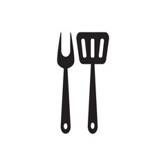 Grill fork icon logo design template isolated