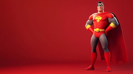 A cartoon superhero stands in a confident pose with his hands on his hips.