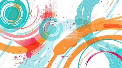 Dynamic geometric wallpaper with zigzag lines and circles on a vibrant white background