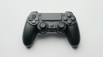Black gamepad controller isolated on white background.