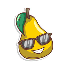Funny doodle fruit cartoon with cute expression