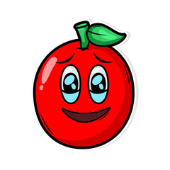 Funny doodle fruit cartoon with cute expression