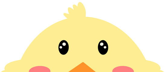 Illustration of a half-faced yellow chick cartoon. Cute face. Can be used to decorate various pieces of work.