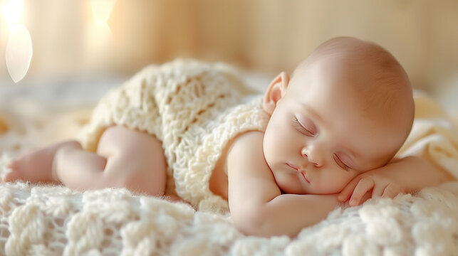 Beautifully captured image of a sleeping baby, showcasing the delicate features and peaceful rest of a newborn. Perfect for baby shower invitations and birth announcements.