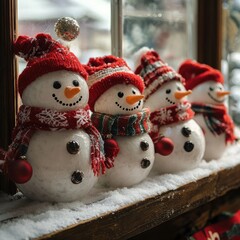 View of snowmen for christmas celebrations