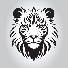 Lion  Animal logo Isolated Black on White background