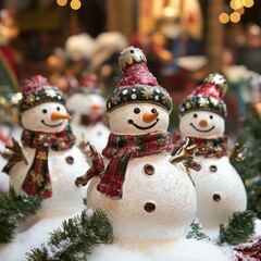 View of snowmen for christmas celebrations