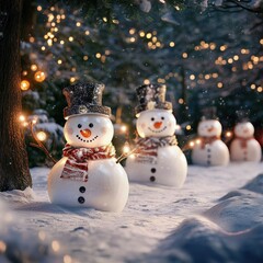 Obraz premium View of snowmen for christmas celebrations