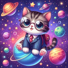 Fototapeta premium cat, animal, illustration,