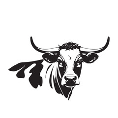 cow Animal logo Isolated Black on White background
