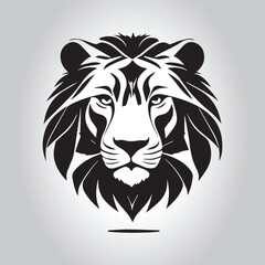 Lion  Animal logo Isolated Black on White background