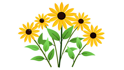 Fototapeta premium Illustration of Black-Eyed Susan Flower, Vibrant Black-Eyed Susan Vector Illustration - Radiant Yellow Petals with a Dark Center, Perfect for Summer and Wildflower Themes