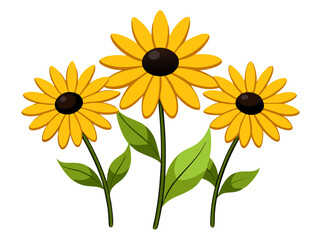 Illustration of Black-Eyed Susan Flower, Vibrant Black-Eyed Susan Vector Illustration - Radiant Yellow Petals with a Dark Center, Perfect for Summer and Wildflower Themes