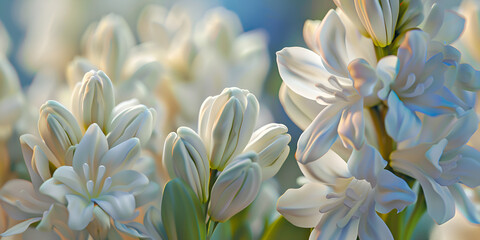 Fototapeta premium Luminous Hyacinth Cluster in Soft Pastel Tones