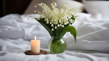 lily of the valley on the bed