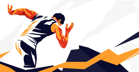 vector illustration of a running person with a grunge silhouette design style. Sport. Design with a running sports competition concept. national and international sports. runner athlete silhouette