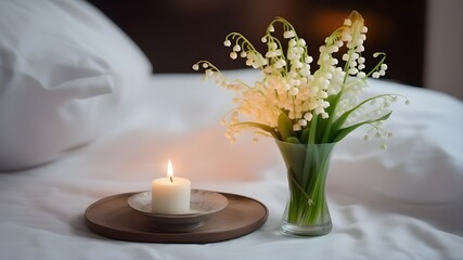 lily of the valley on the bed
