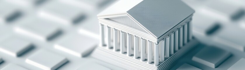 Obraz premium A miniature model of a classical building on a soft background, symbolizing architecture, history, and cultural heritage.