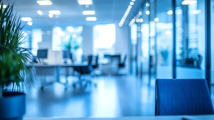 Serene Blue-Toned Abstract Office Space with Minimalist Design