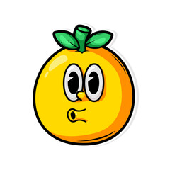 Funny doodle fruit cartoon with cute expression